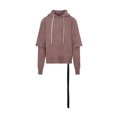 Rick Owens DRKSHDW Maroon Layered Hoodie Long Sleeve Pullover DU02C5281RN-43