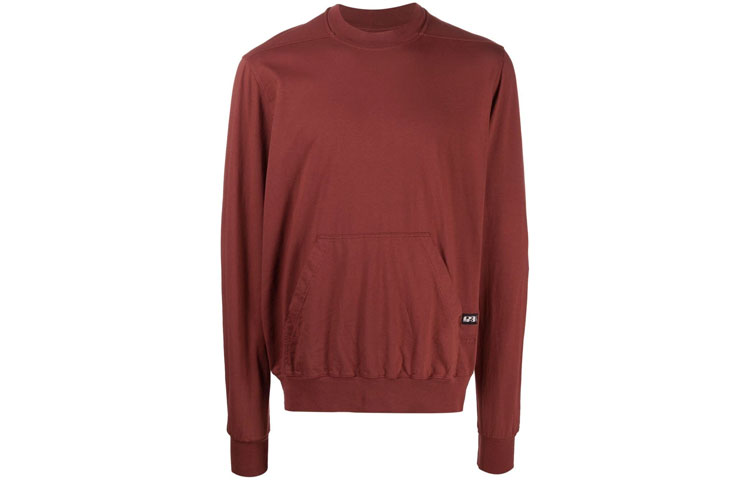 Rick Owens DRKSHDW Men’s Pullover Sweatshirt Red Brown with Pocket Detail DU21S2283RN-03