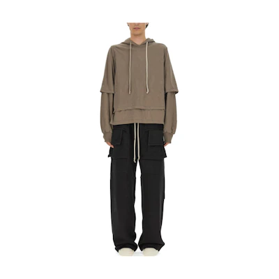 Rick Owens DRKSHDW Oversized Layered Beige Hoodie Mens DU02C5281RNPAD-34