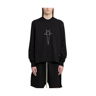 Rick Owens DRKSHDW Pentagram Print Black Crewneck Long Sleeve Sweatshirt Mens DU01D1279RIGEP3-09