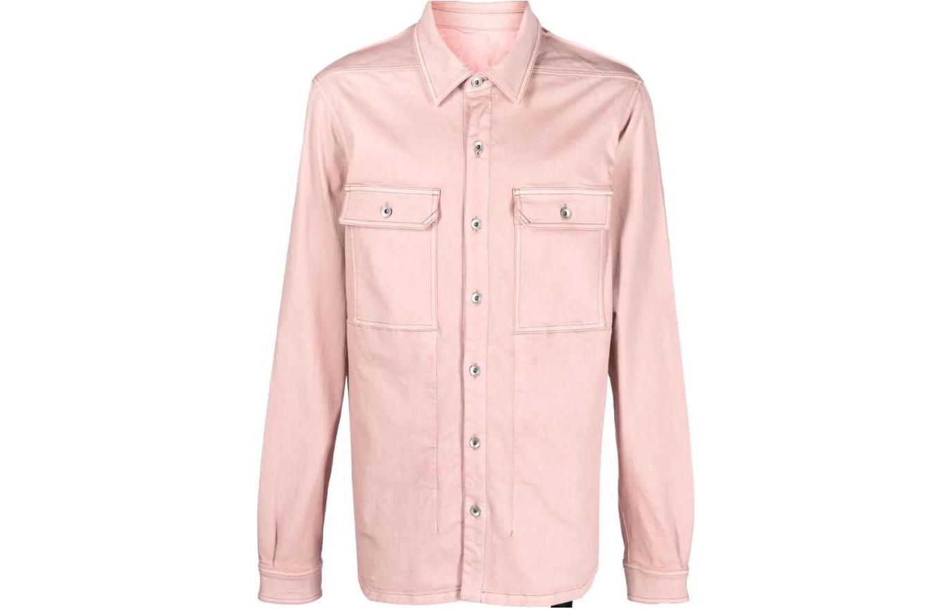 Rick Owens DRKSHDW Pink Monochrome Button-Up Long Sleeve Jacket for Men DU01C6755SDO