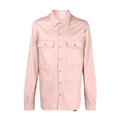Rick Owens DRKSHDW Pink Monochrome Button-Up Long Sleeve Jacket for Men DU01C6755SDO