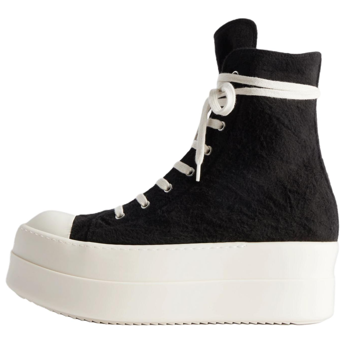 Rick Owens DRKSHDW Plush Platform Zip High-Top Sneakers Black DU02E7831BMO-911