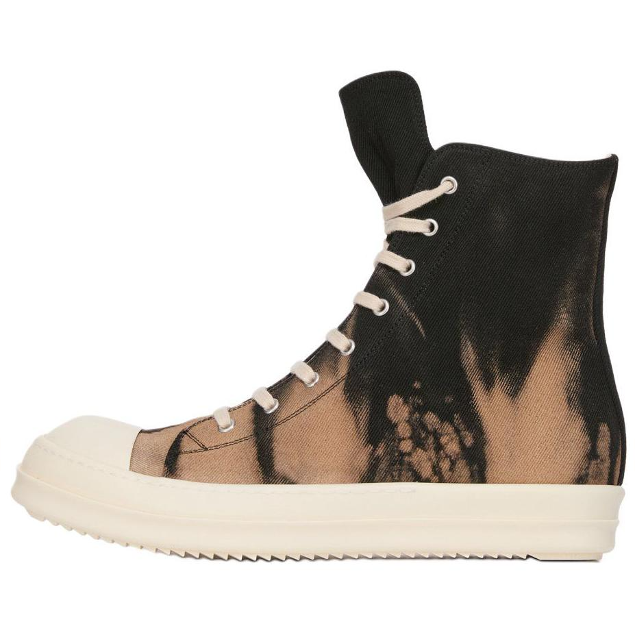 Rick Owens DRKSHDW Porterville High-Top Canvas Sneakers White/Brown/Black DU02D2800DBSUN-98311