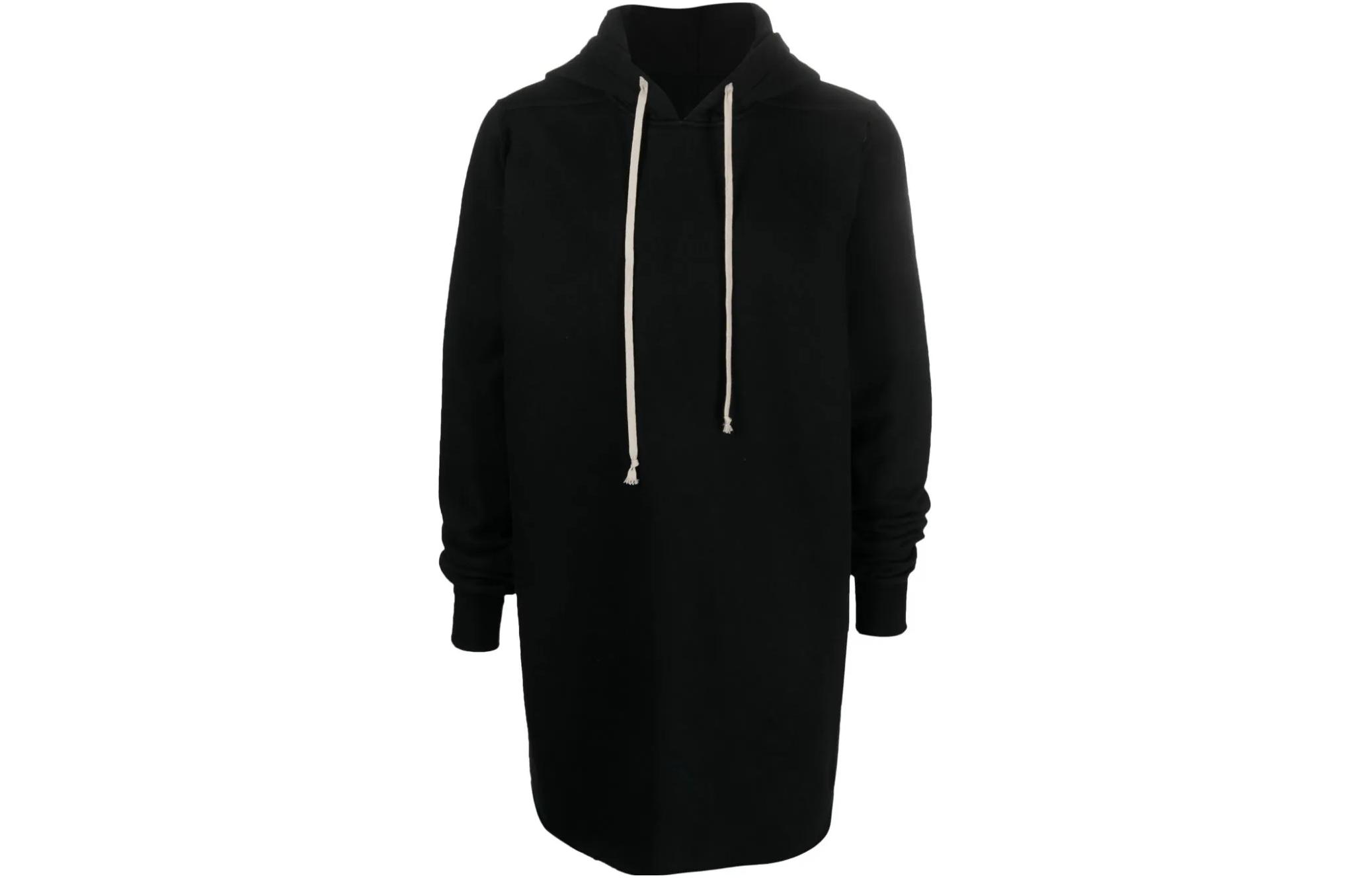 Rick Owens DRKSHDW Pure Color Cutout Drawstring Hoodie Black DU02C5294F-09