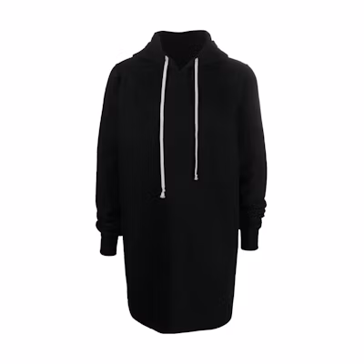 Rick Owens DRKSHDW Pure Color Cutout Drawstring Hoodie Black DU02C5294F-09