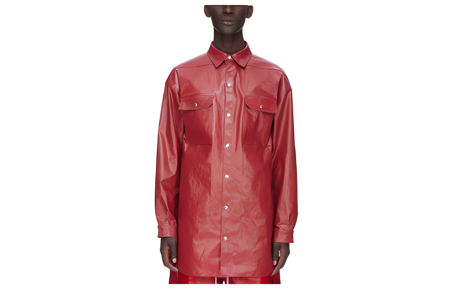 Rick Owens DRKSHDW Red Single-Breasted Long-Sleeve Jacket for Men RU01D3727SCT-03