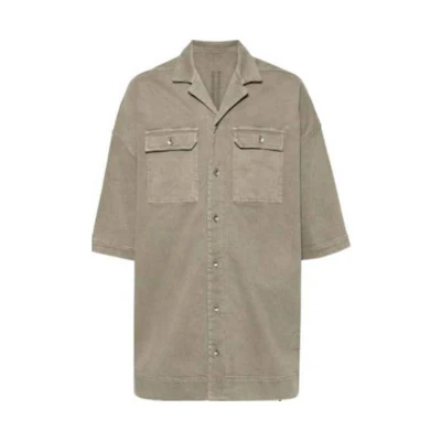 Rick Owens DRKSHDW Short Sleeve Collared Button Shirt Taupe Menswear DU01D1290SCF08