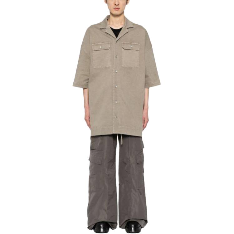 Lookbook Rick Owens DRKSHDW 短袖翻领扣衬衫 男装 暗灰色 DU01D1290SCF08
