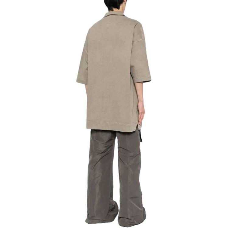 Shop Rick Owens DRKSHDW 短袖翻领扣衬衫 男装 暗灰色 DU01D1290SCF08