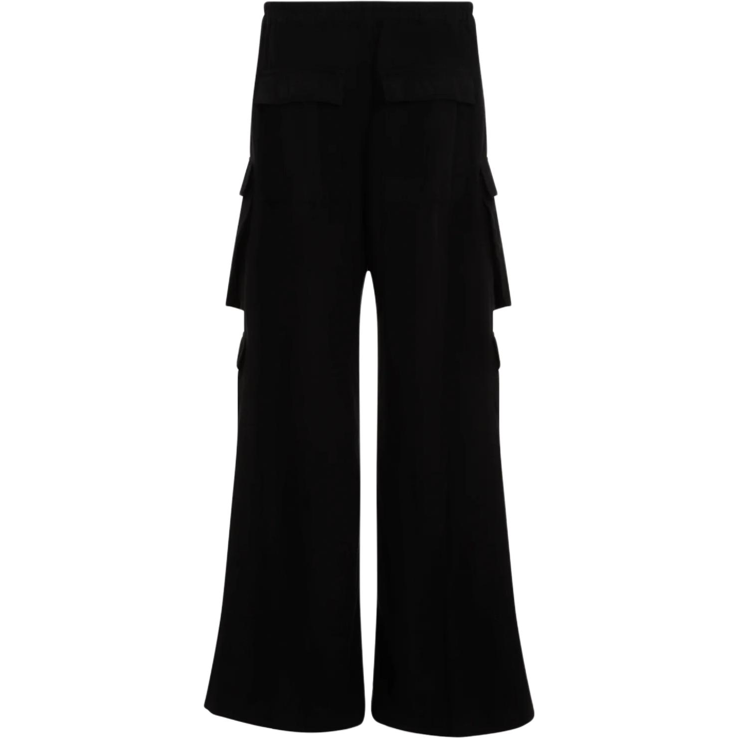 Lookbook Rick Owens DRKSHDW 男士黑色宽松侧袋工装裤 DU02D2398CFL-09