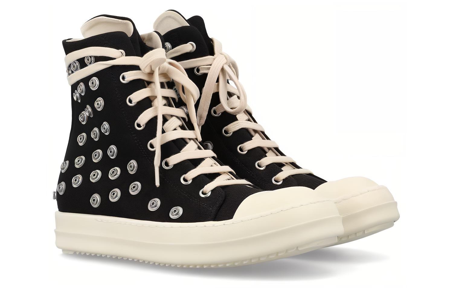 Lookbook Rick Owens DRKSHDW Sneaks Studded Eyelets Milk 'Black' DU02C5800DOES2-911