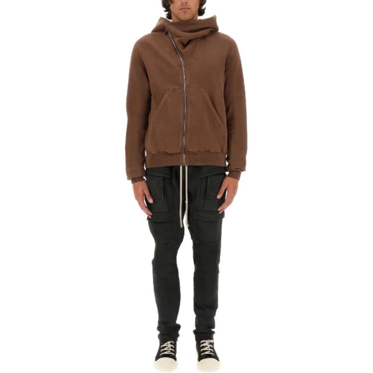 Rick Owens DRKSHDW Solid Color Brown Zip-Up Hoodie Long Sleeve DU02D2286F-83