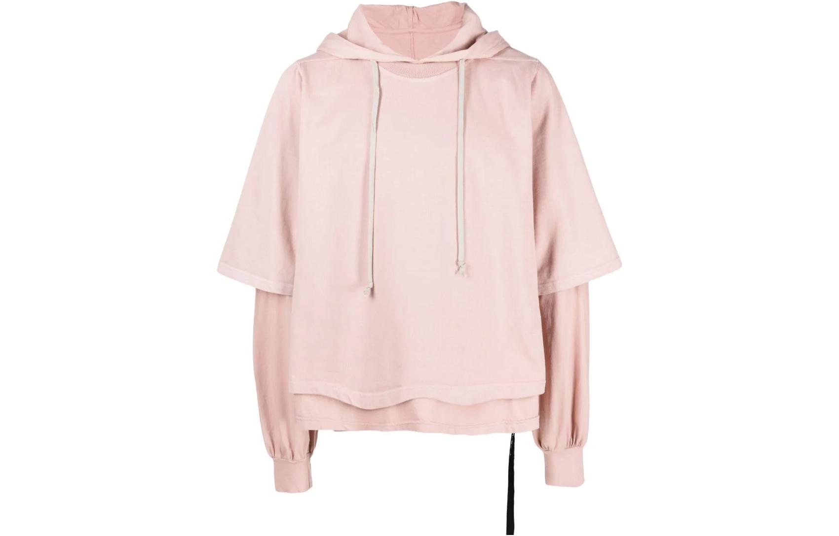 Rick Owens DRKSHDW Solid Color Pink Pullover Hoodie DU01C6281RIG-RN