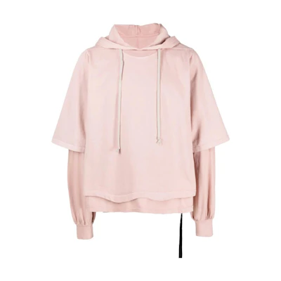 Rick Owens DRKSHDW Solid Color Pink Pullover Hoodie DU01C6281RIG-RN