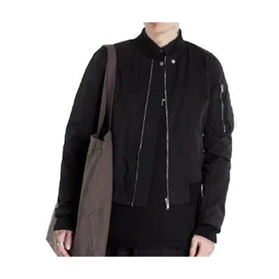 Rick Owens DRKSHDW Solid Color Stand Collar Flight Jacket Black DU01B7771MU-09