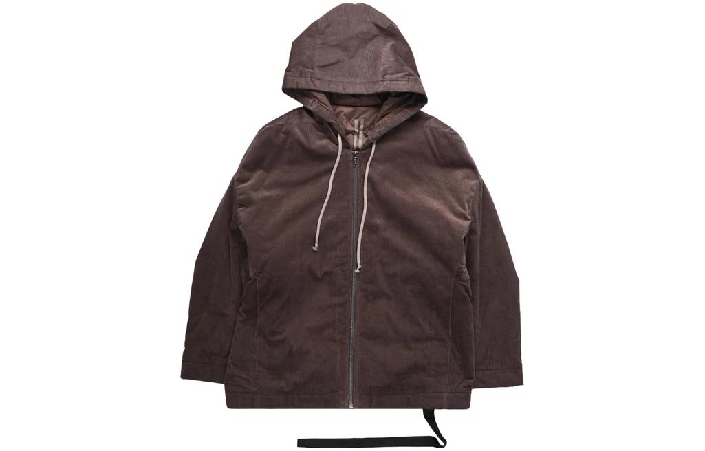 Rick Owens DRKSHDW Solid Color Zip-Up Hoodie Jacket Brown DU02B4790VS-34