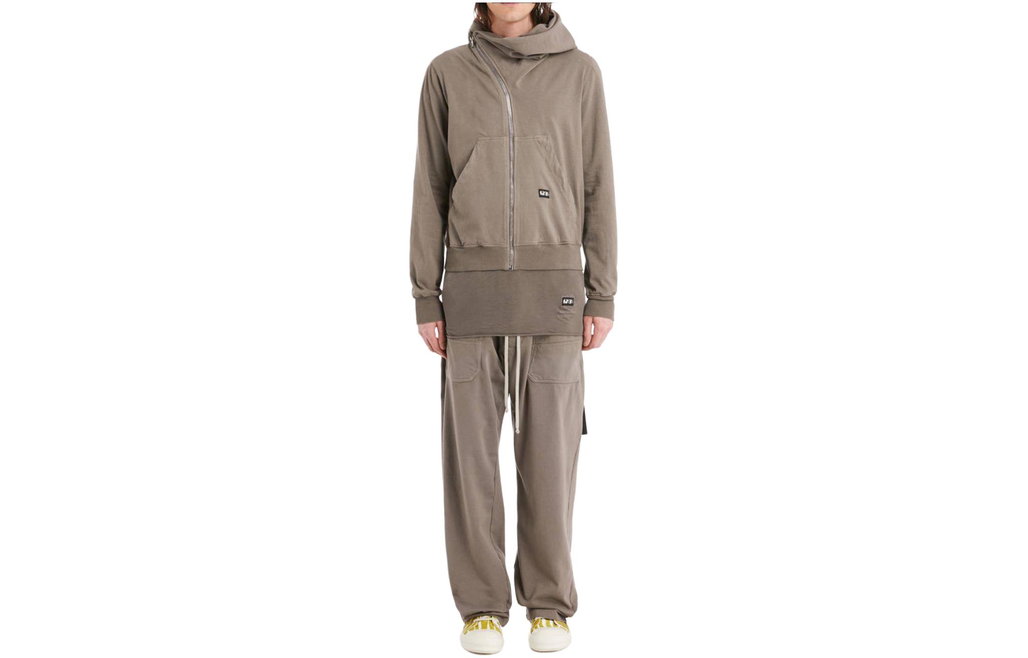 Rick Owens DRKSHDW Solid Color Zip Hoodie Light Brown 1321690M12015