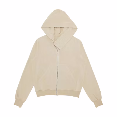 Rick Owens DRKSHDW Solid Cream White Zip Hoodie Jacket DU01D1286RIG-08