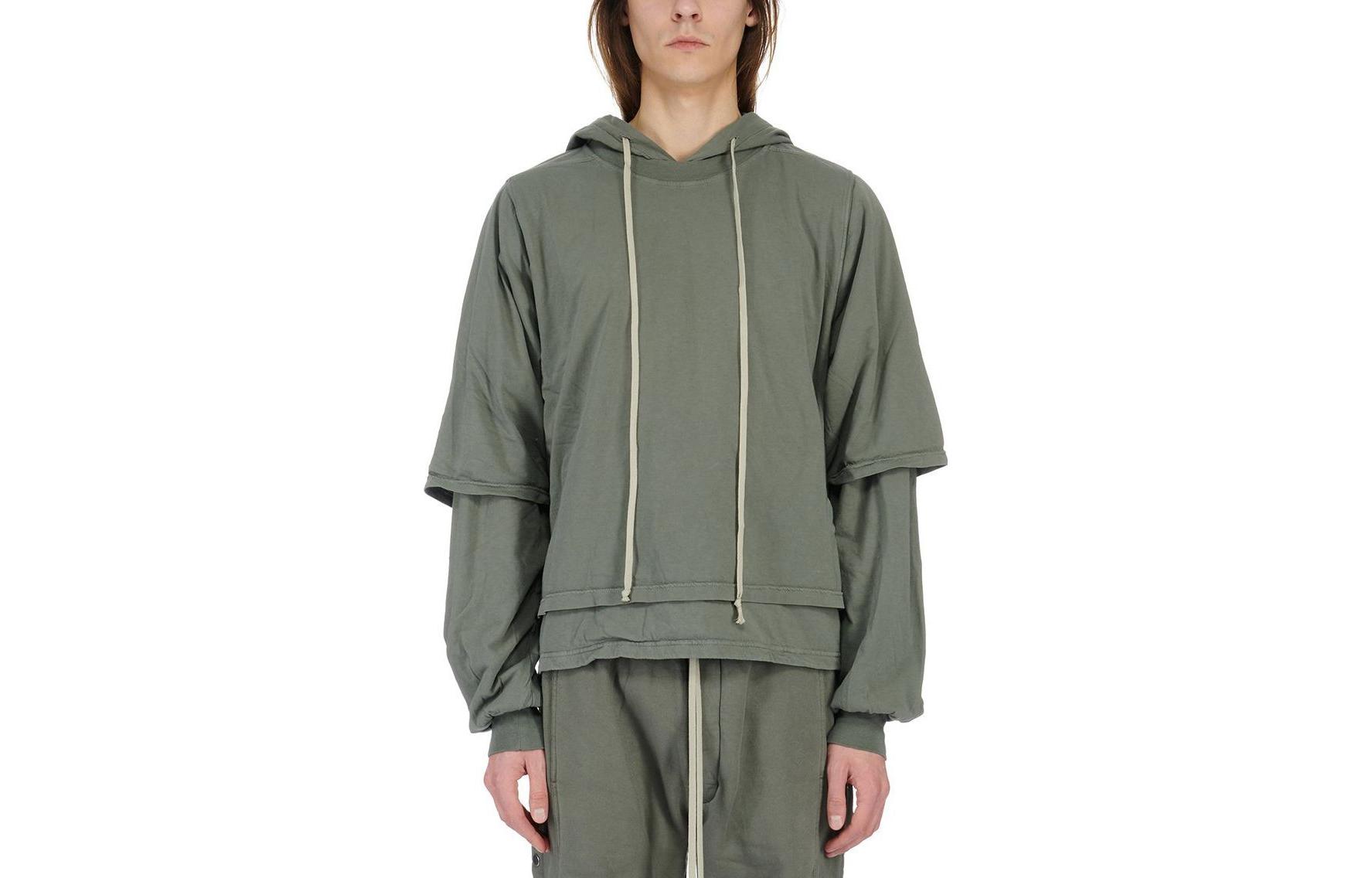 Rick Owens DRKSHDW Solid Green Pullover Hoodie Long Sleeve DU02C5281RNPAD-96