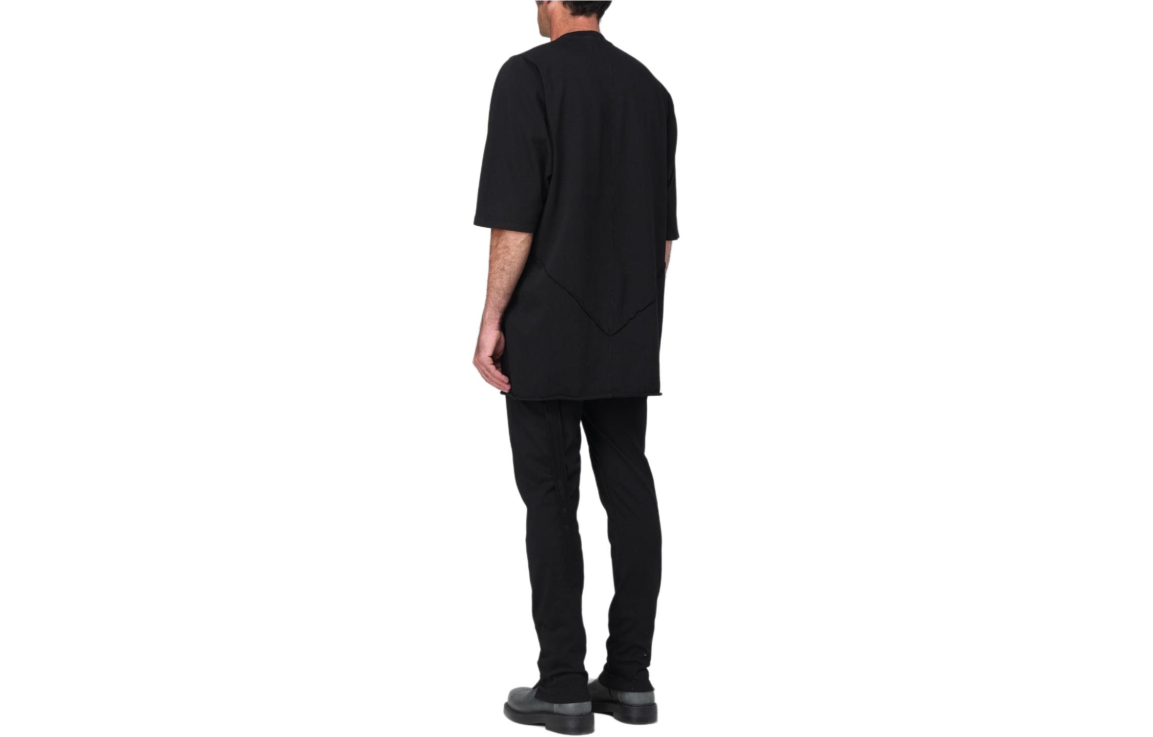 Lookbook Rick Owens DRKSHDW 黑色宽松版型圆领短袖T恤 DU01D1274RIGET1-09