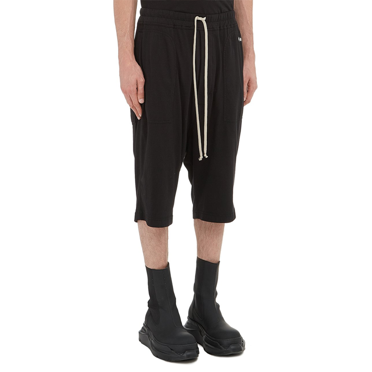 Purchase Rick Owens DRKSHDW SS21 Celana Pendek Jersey Hitam Katun DU21S2368RN-09