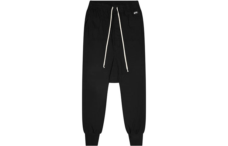 Rick Owens DRKSHDW SS21 Black Drop Crotch Knit Jogger Sweatpants DU21S2395RN-09