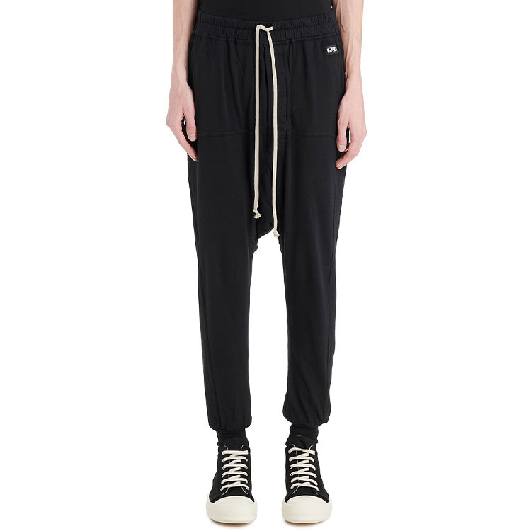 Sizing Rick Owens DRKSHDW SS21 Celana Jogger Knit Hitam Drop Crotch DU21S2395RN-09