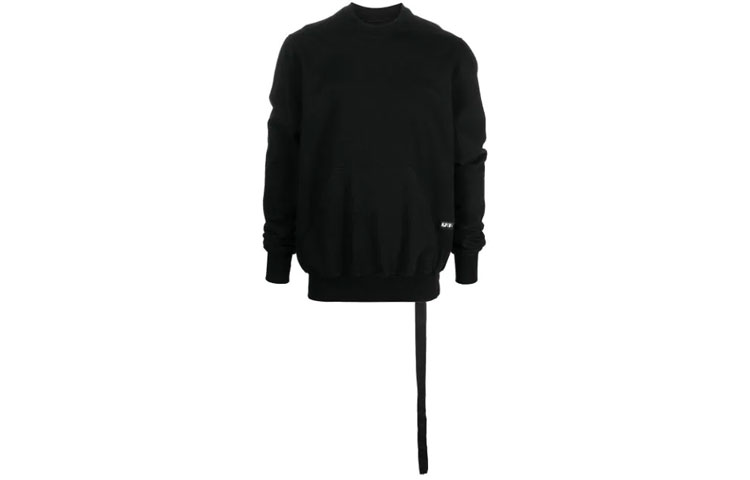 Rick Owens DRKSHDW SS21 Black Ribbon Detail Crewneck Sweatshirt DU21S2283-RIG