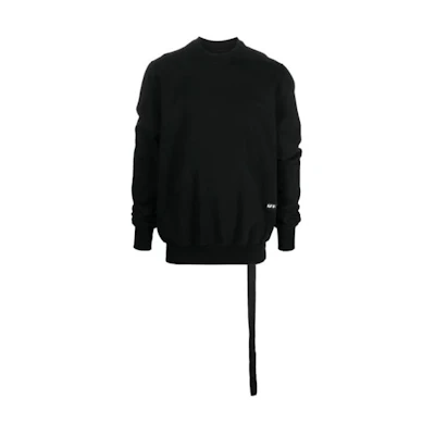 Rick Owens DRKSHDW SS21 Black Ribbon Detail Crewneck Sweatshirt DU21S2283-RIG