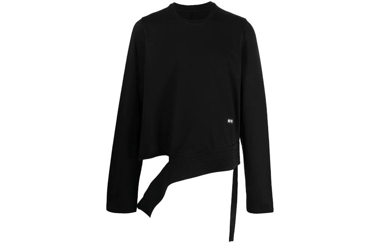 Rick Owens DRKSHDW SS21 Distressed Hem Crewneck Sweatshirt Black DU21S2284-RIG