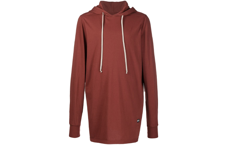 Rick Owens DRKSHDW SS21 Logo Appliqué Hoodie Red Brown Men DU21S2285RN-03