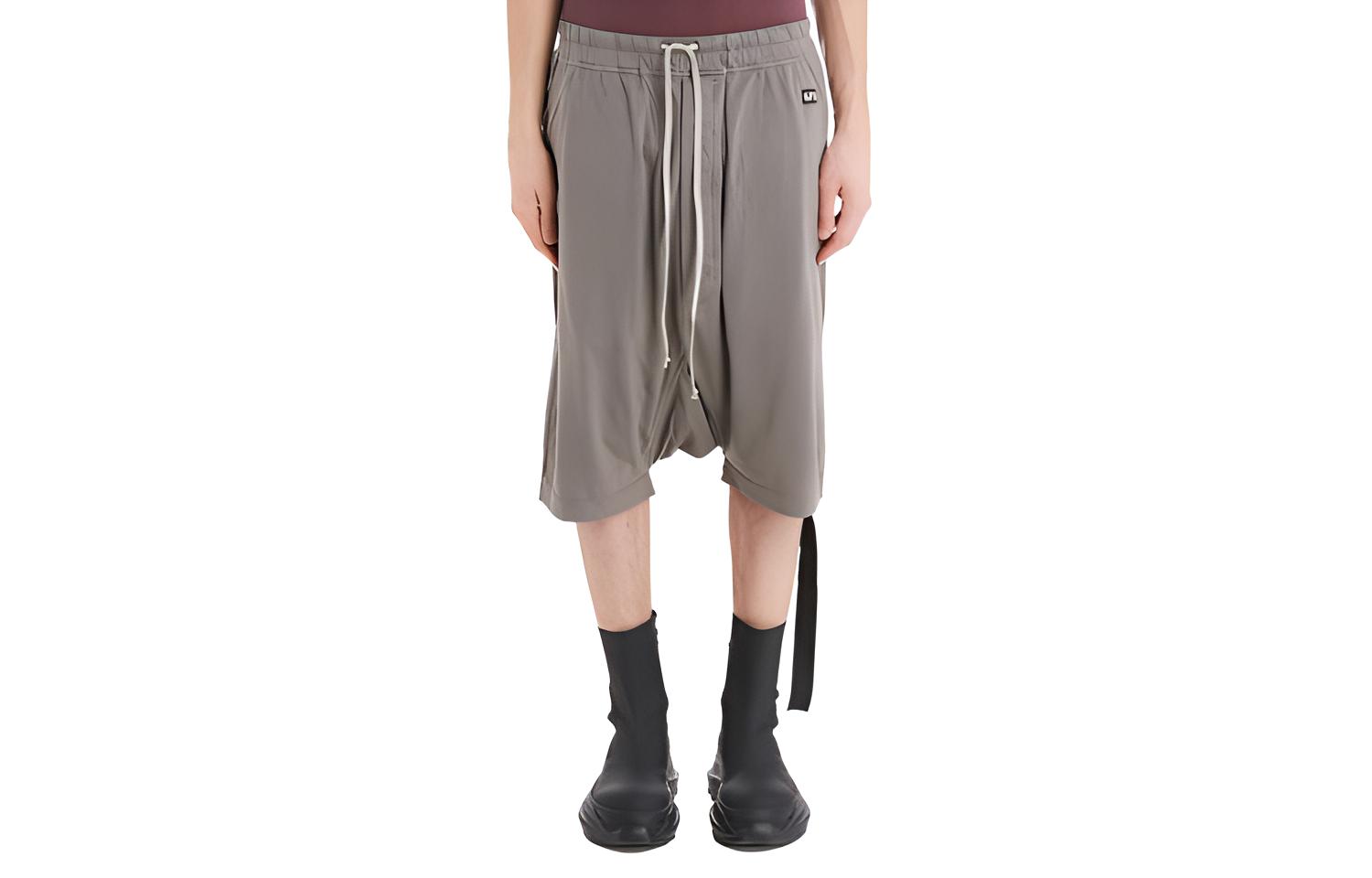 Rick Owens DRKSHDW SS21 Phlegethon Gray Drop Crotch Knee-Length Casual Pants Men DU21S2380RN-34