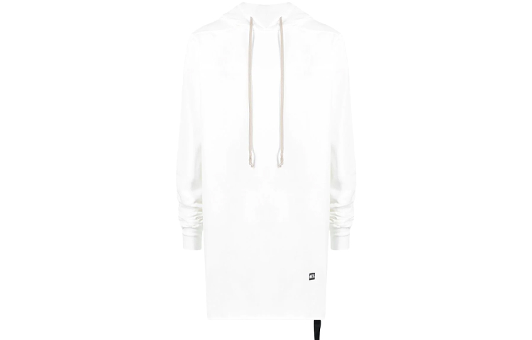 Rick Owens DRKSHDW SS21 White Logo Appliqué Hoodie DU21S2285RIG-WHITE