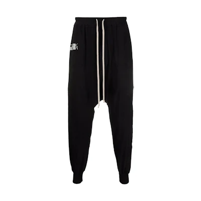 Rick Owens DRKSHDW SS22 Black Solid Jogger Pants with Drawstring. DU01B7395RNEP309-61