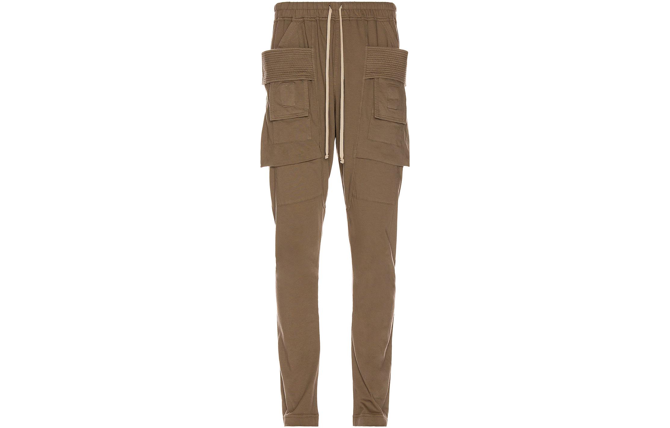 Rick Owens DRKSHDW SS22  Khaki Solid Cargo Drawstring Pants. DU01B7376RN-34