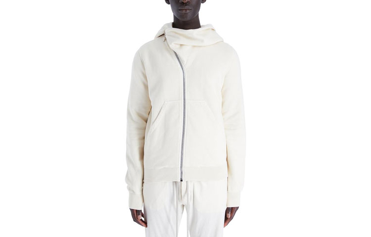 Rick Owens DRKSHDW SS22 Asymmetrical Zip Hoodie Jacket Men’s Off-White DU01B7286F-21