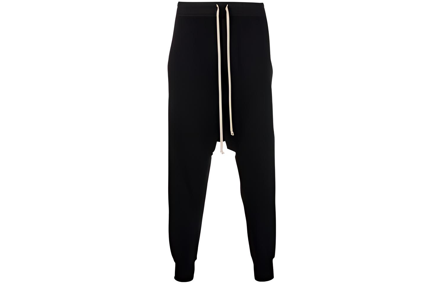 Rick Owens DRKSHDW SS22 Black Drawstring Drop Crotch Jogger Pants Men DU01B7395RIG-09