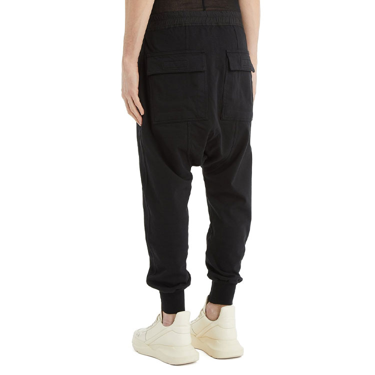Purchase Rick Owens DRKSHDW SS22 Celana Jogger Drawstring Drop Crotch Hitam Pria DU01B7395RIG-09