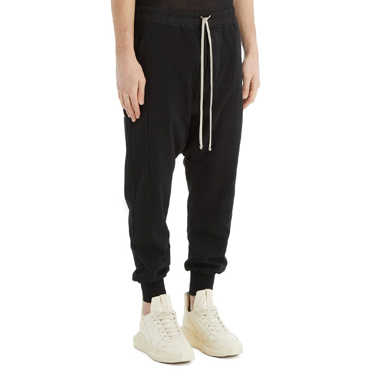 Details for Rick Owens DRKSHDW SS22 Celana Jogger Drawstring Drop Crotch Hitam Pria DU01B7395RIG-09