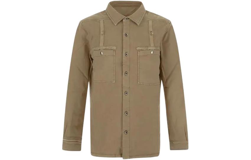 Rick Owens DRKSHDW SS22 Brown Collared Long Sleeve Jacket DU01B7750SNMD-31