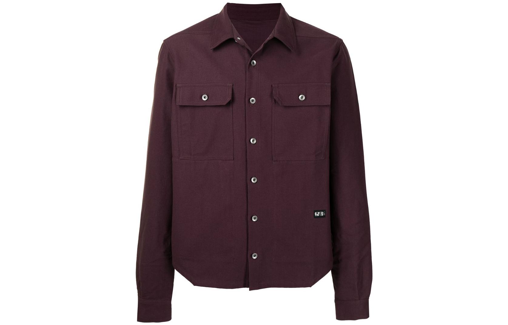 Rick Owens DRKSHDW SS22 Burgundy Long Sleeve Shirt Jacket DU21S2755-TNABordeaux