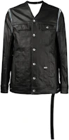 Rick Owens DRKSHDW SS22 Button-Up Leather Jacket Black Long Sleeve DU21S2756-SBKM Rick Owens DRKSHDW SS22 Button-Up Leather Jacket Black Long Sleeve DU21S2756-SBKM