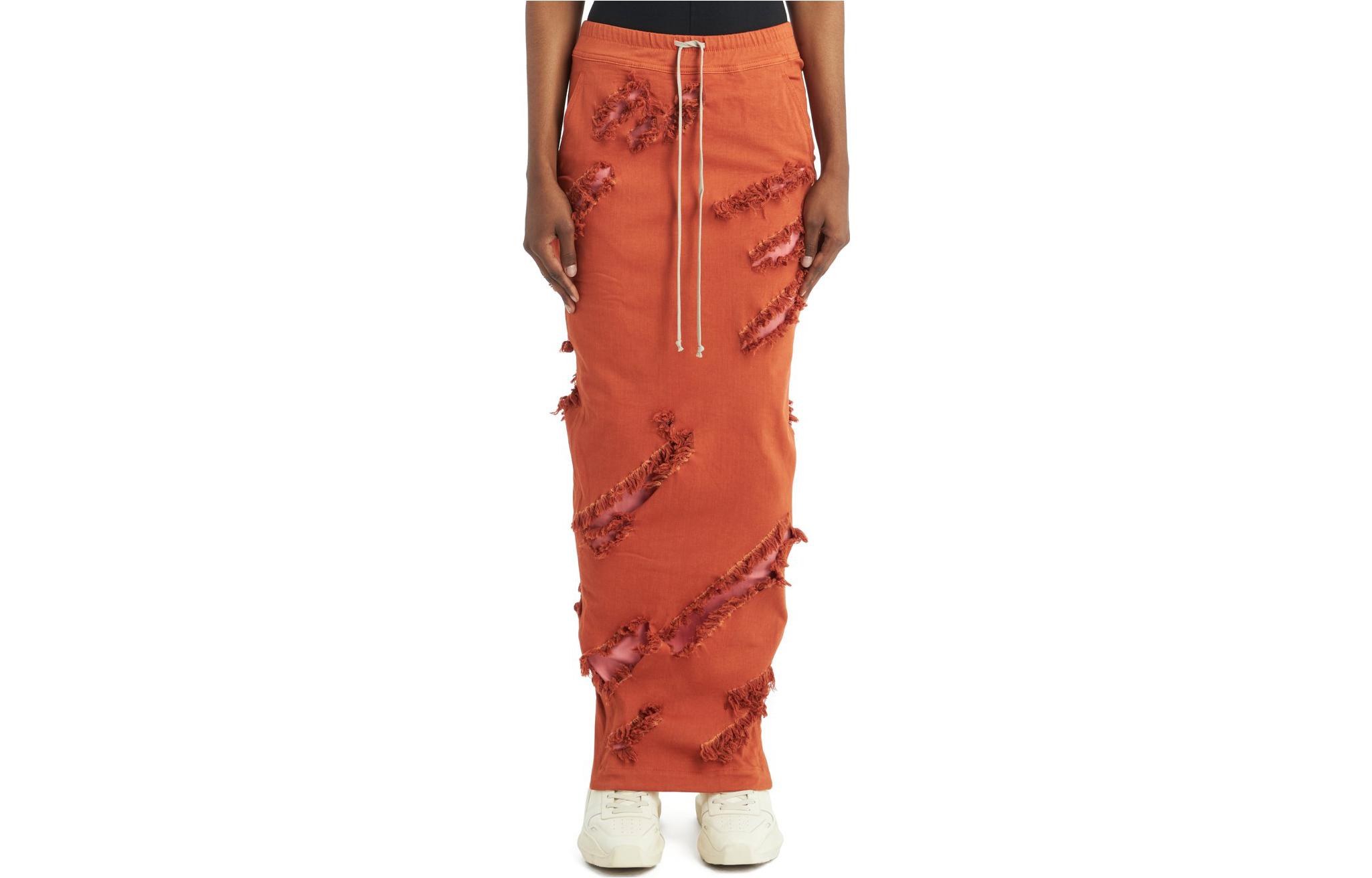 Order Rick Owens DRKSHDW SS22 Rok Midi Sobek Distressed Orange. DS01B7332SLHO-5383