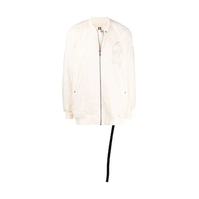 Rick Owens DRKSHDW SS22 Embroidered Logo Zip Flight Jacket Beige Men’s Edition DU01B7977NDT-12108