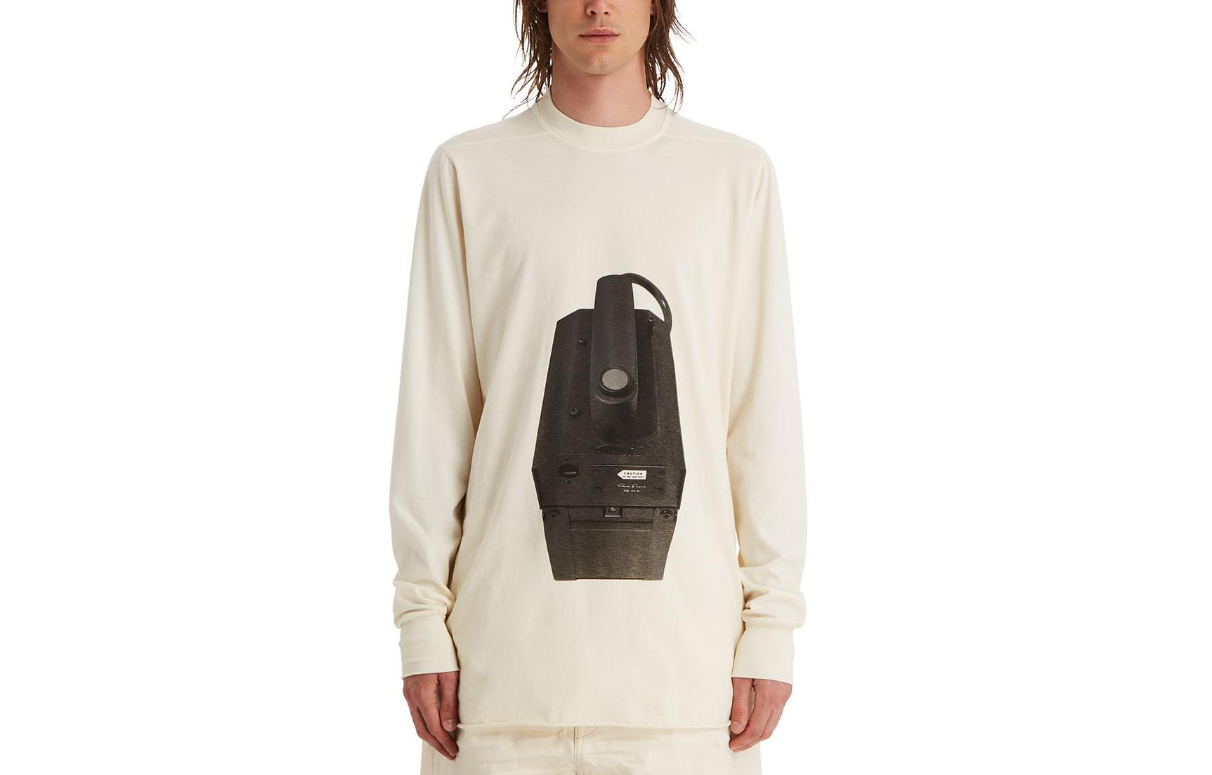 Rick Owens DRKSHDW SS22 Graphic Print Crewneck Long Sleeve Sweatshirt White Men DU01B7287RNEP121-09