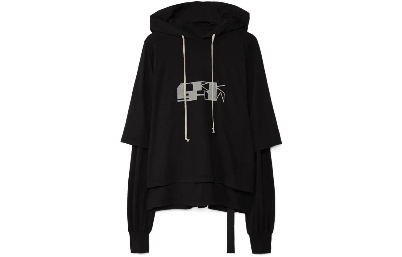 Rick Owens DRKSHDW SS22 Graphic Print Hoodie Black DU01B7281-RNEP4-0961