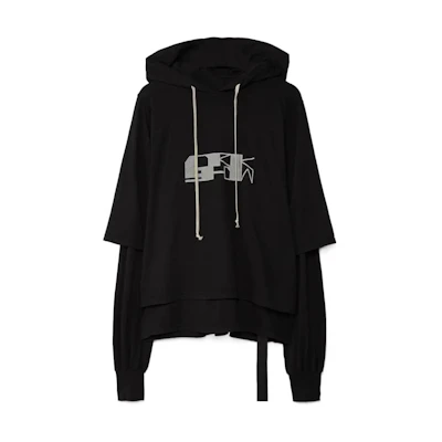 Rick Owens DRKSHDW SS22 Graphic Print Hoodie Black DU01B7281-RNEP4-0961