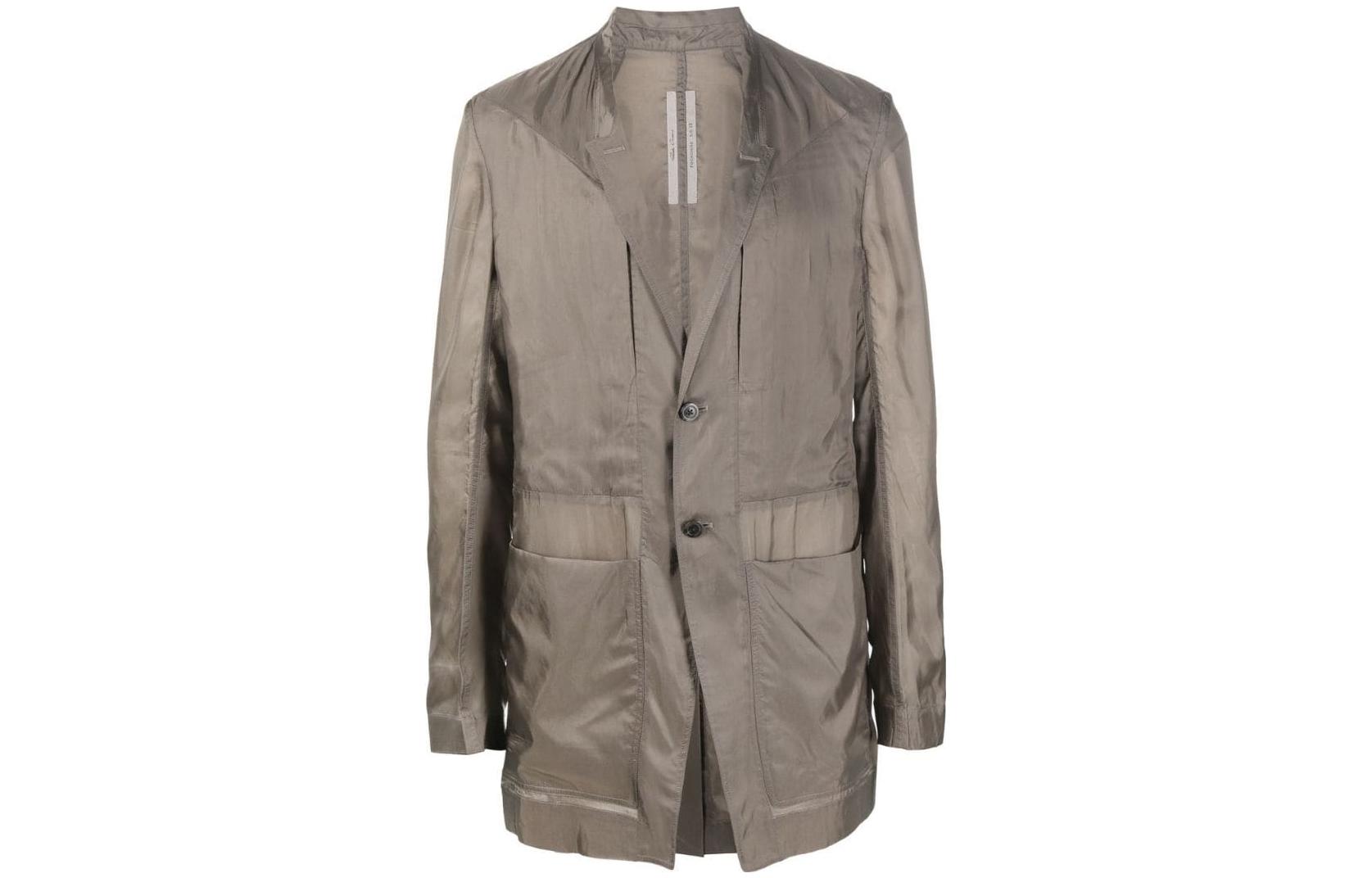 Rick Owens DRKSHDW SS22 Lido Brown Single-Breasted Jacket for Men RU01B1723JX-34