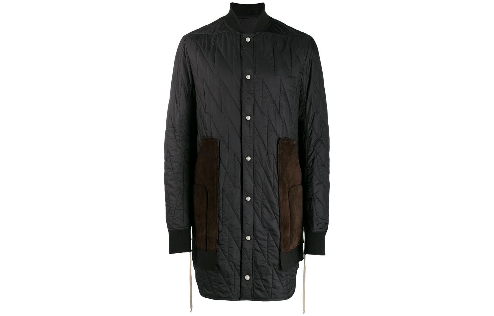 Rick Owens DRKSHDW SS22 Quilted Button-Up Mid-Length Jacket Black RR19F4923NZLVS09-04